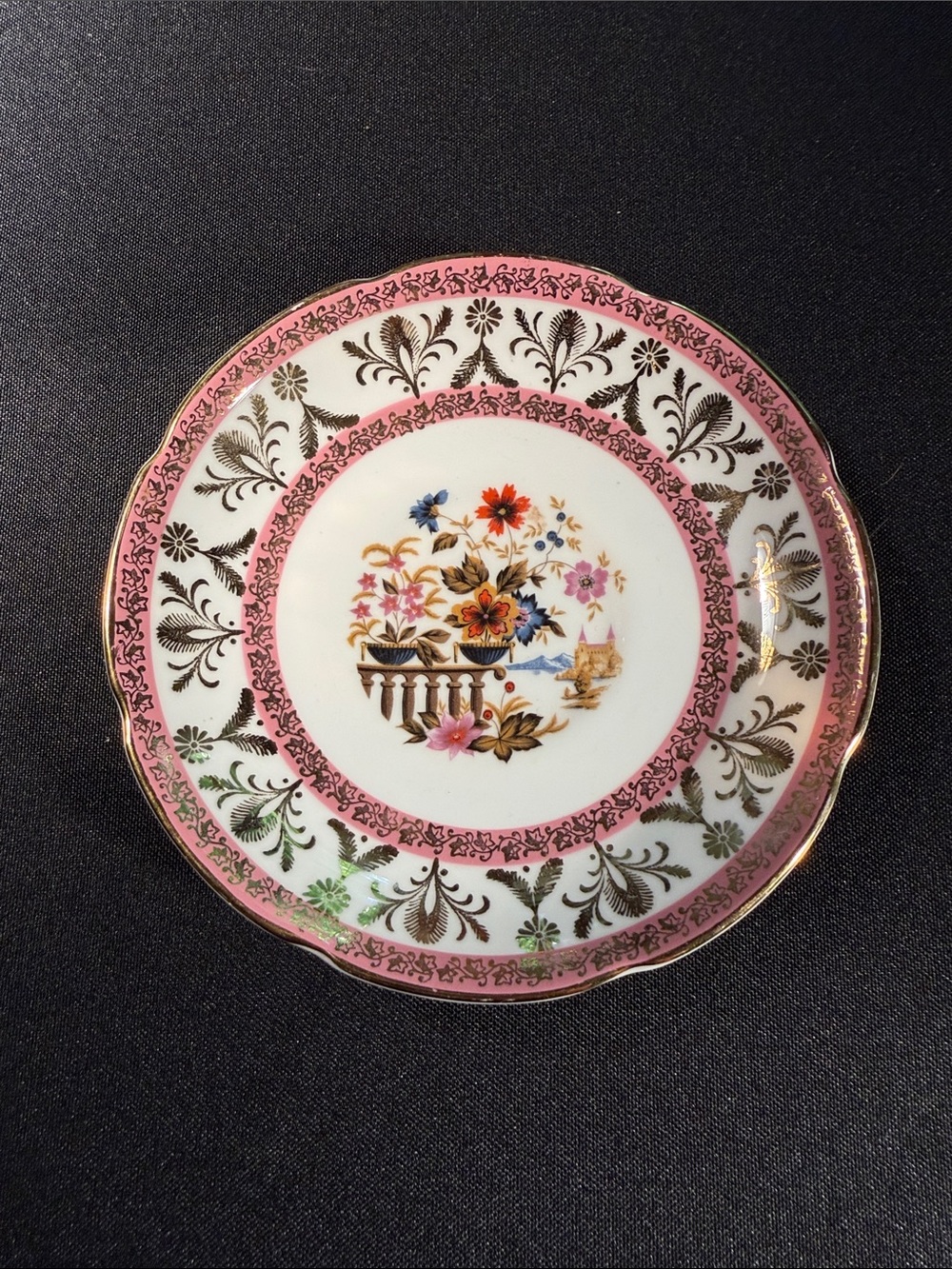 Royal Doulton Pink and Gold Floral Dessert Plate